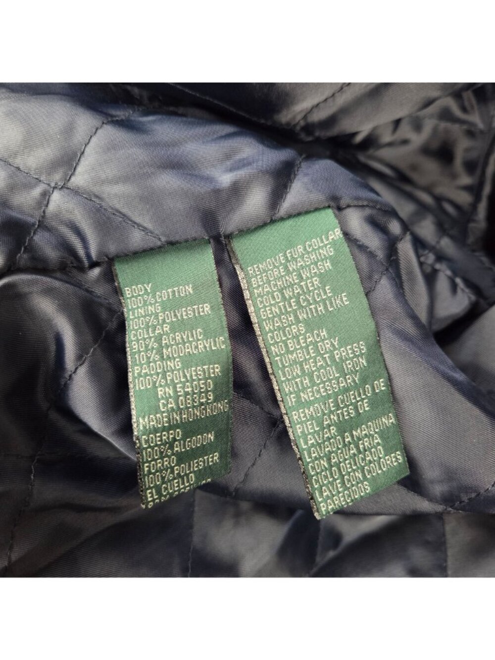 Vintage Ralph Lauren Dark Denim Trucker Jacket w Removable Faux Fur Collar L Y2K - Picture 12 of 12